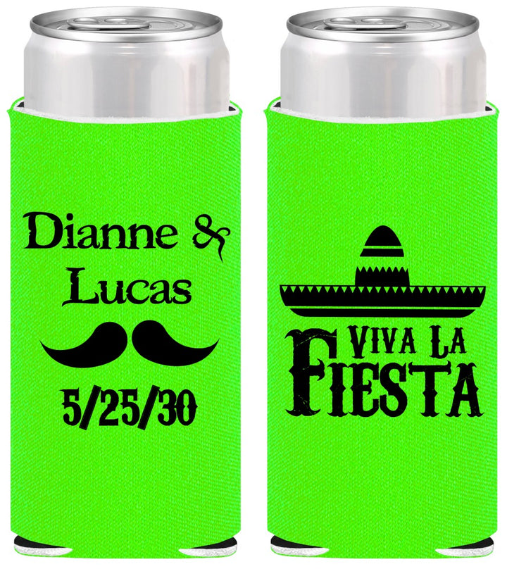 Personalized Wedding Slim Can Coolers - Viva La Fiesta | 299