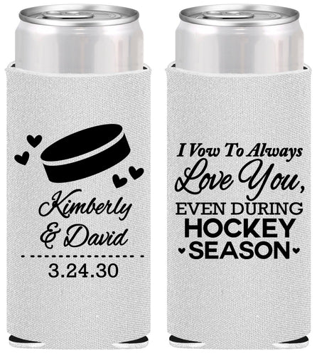 Personalized Wedding Slim Can Coolers - Hockey | 300