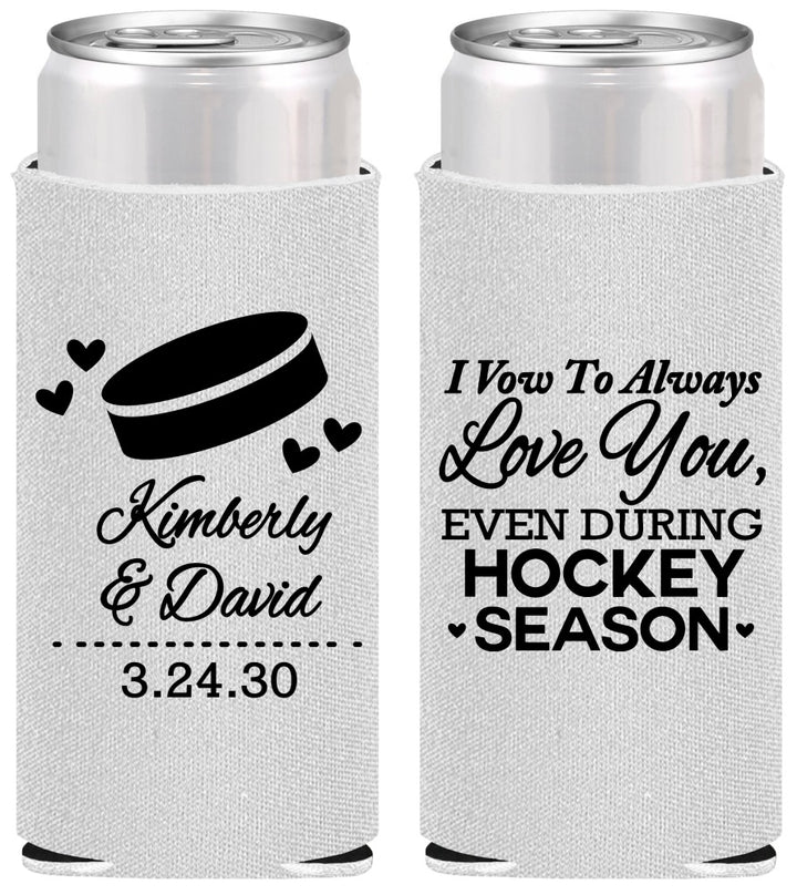 Personalized Wedding Slim Can Coolers - Hockey | 300