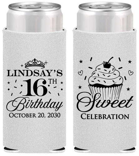Personalized 16th Birthday Slim Can Coolers - Cupcake | 300000