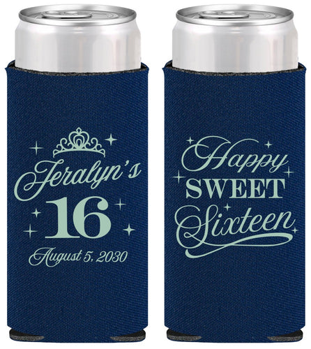 Personalized 16th Birthday Slim Can Coolers - Tiara | 300004