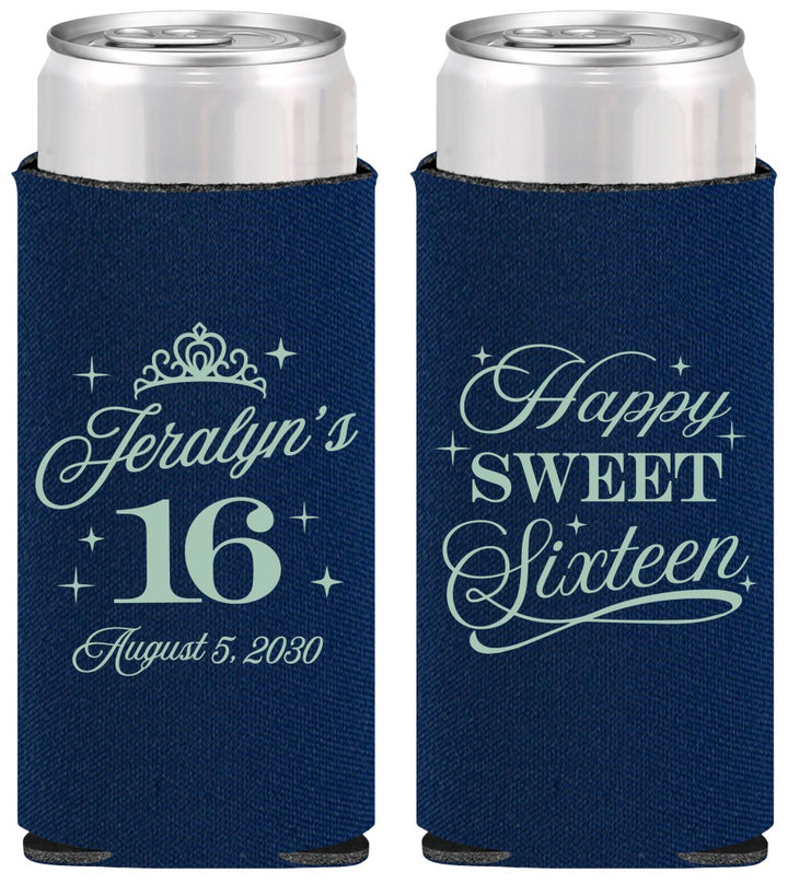Personalized 16th Birthday Slim Can Coolers - Tiara | 300004
