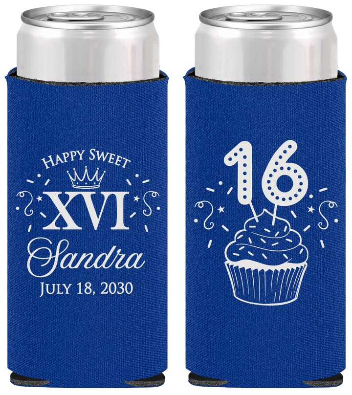Personalized 16th Birthday Slim Can Coolers - Cupcake | 300007