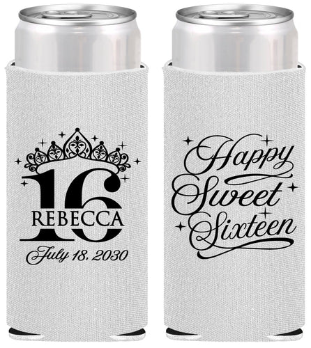 Personalized 16th Birthday Slim Can Coolers - Tiara | 300008