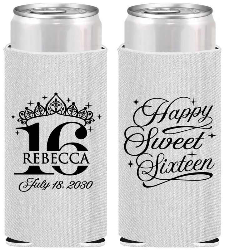 Personalized 16th Birthday Slim Can Coolers - Tiara | 300008