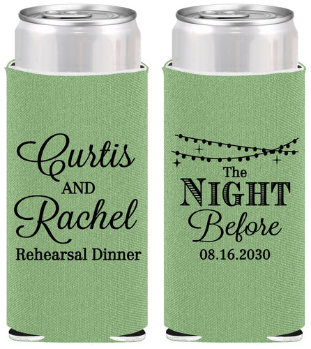 Personalized Rehearsal Dinner Slim Can Coolers - The Night Before | 30006