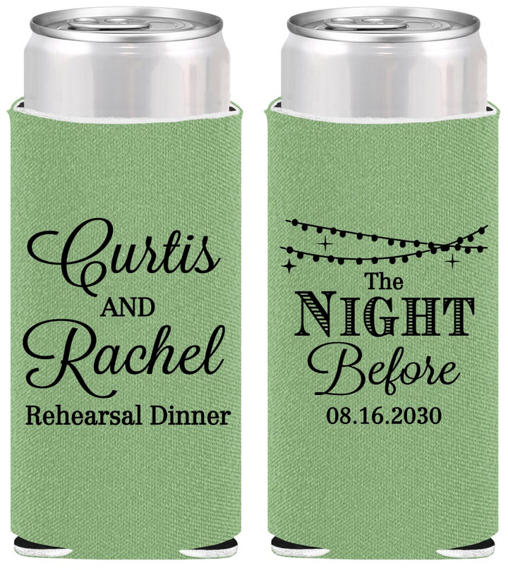 Personalized Rehearsal Dinner Slim Can Coolers - The Night Before | 30006
