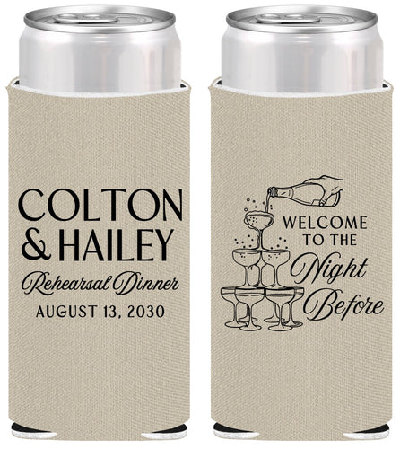 Personalized Rehearsal Dinner Slim Can Coolers - The Night Before | 30007
