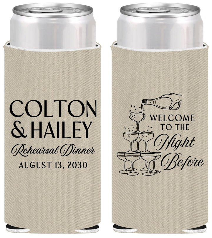 Personalized Rehearsal Dinner Slim Can Coolers - The Night Before | 30007