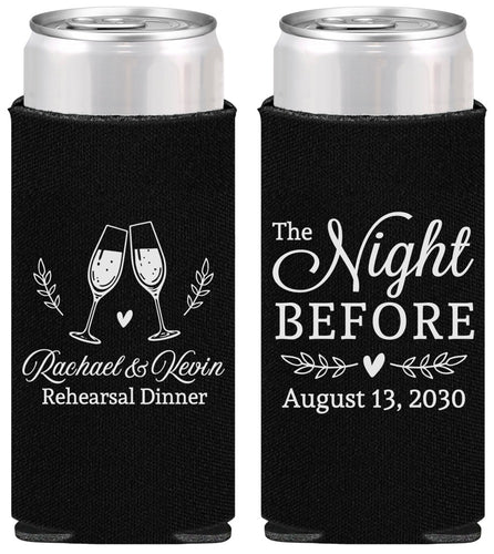 Personalized Rehearsal Dinner Slim Can Coolers - The Night Before | 30008