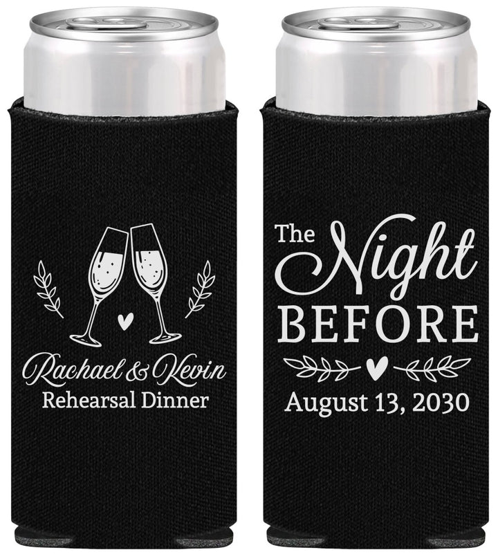 Personalized Rehearsal Dinner Slim Can Coolers - The Night Before | 30008