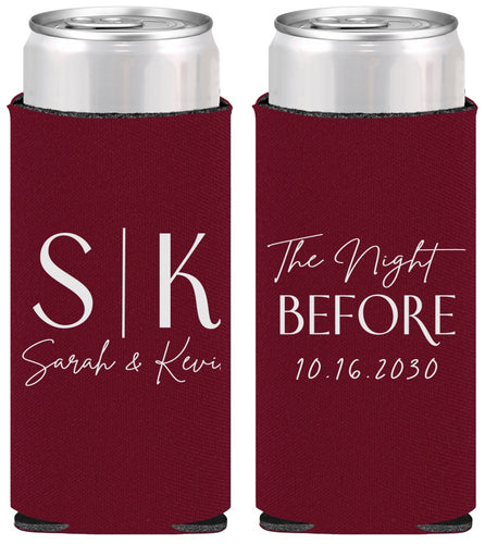 Personalized Rehearsal Dinner Slim Can Coolers - The Night Before | 30009