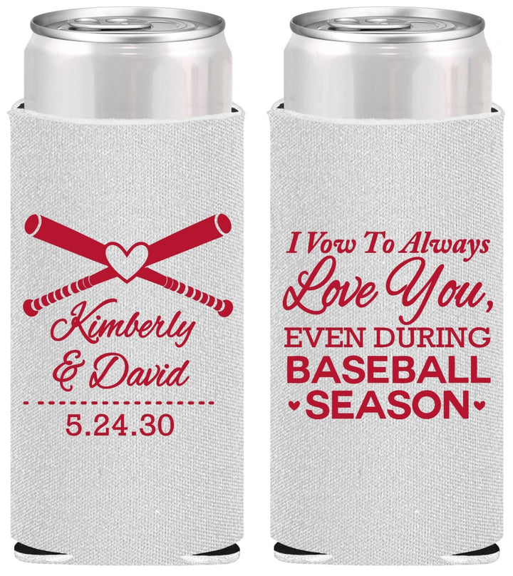 Personalized Wedding Slim Can Coolers - Baseball | 301