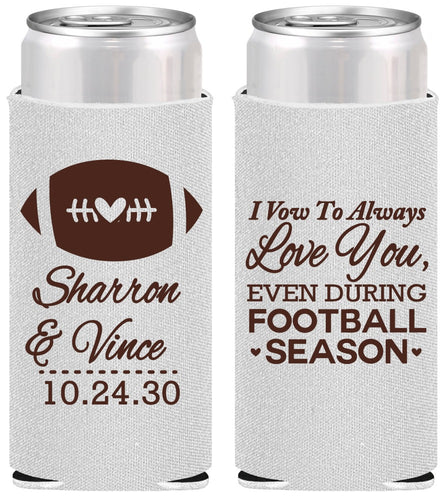 Personalized Wedding Slim Can Coolers - Football | 302