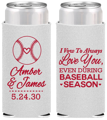 Personalized Wedding Slim Can Coolers - Baseball | 303
