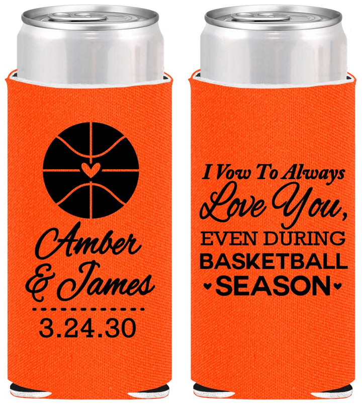 Personalized Wedding Slim Can Coolers - Basketball | 304