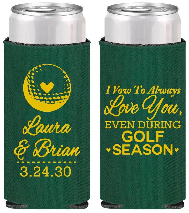 Personalized Wedding Slim Can Coolers - Golf | 305