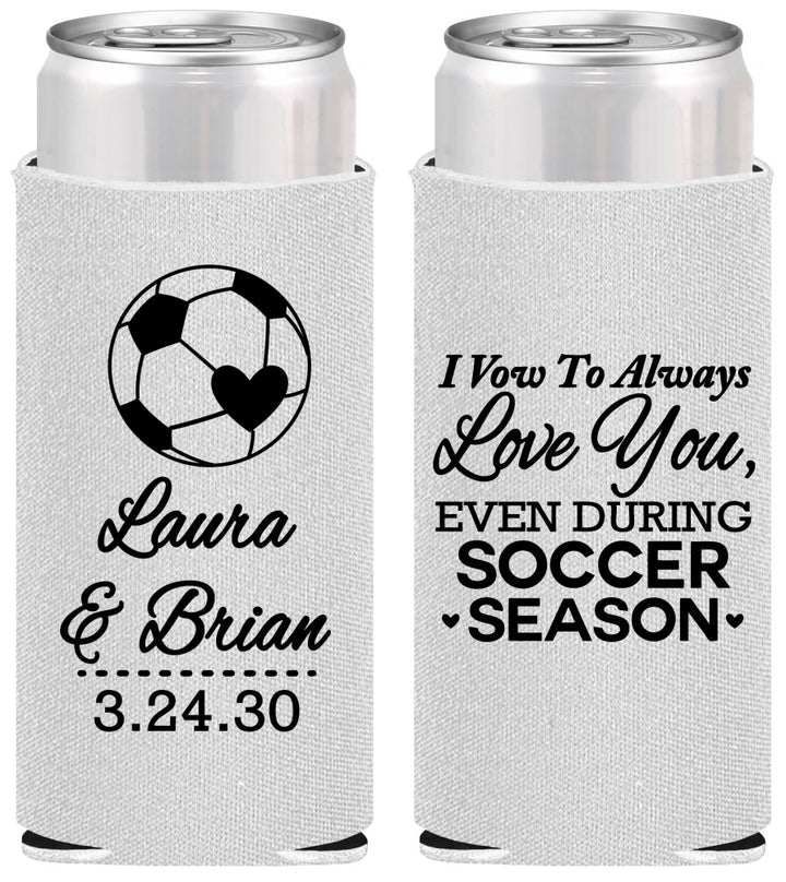 Personalized Wedding Slim Can Coolers - Soccer | 307