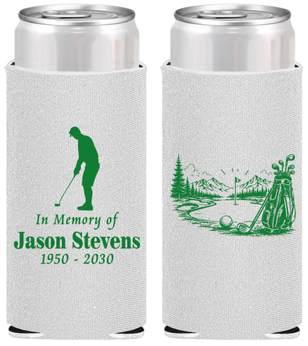 Personalized Memorial Slim Can Coolers - Heavens Finest Fairways | 310009