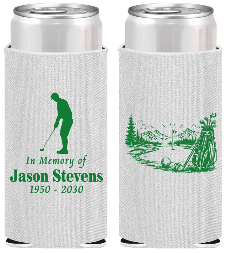Personalized Memorial Slim Can Coolers - Heavens Finest Fairways | 310009