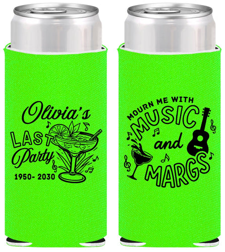 Personalized Memorial Slim Can Coolers - Mourn Me With Music | 310012