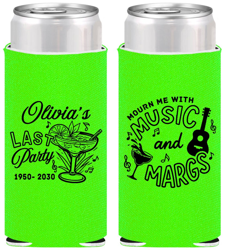Personalized Memorial Slim Can Coolers - Mourn Me With Music | 310012