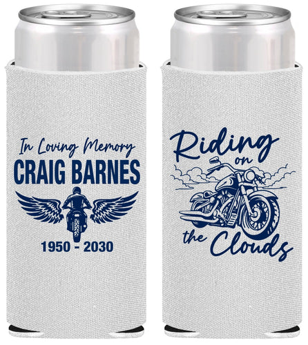 Personalized Memorial Slim Can Coolers - Riding On The Clouds | 310017