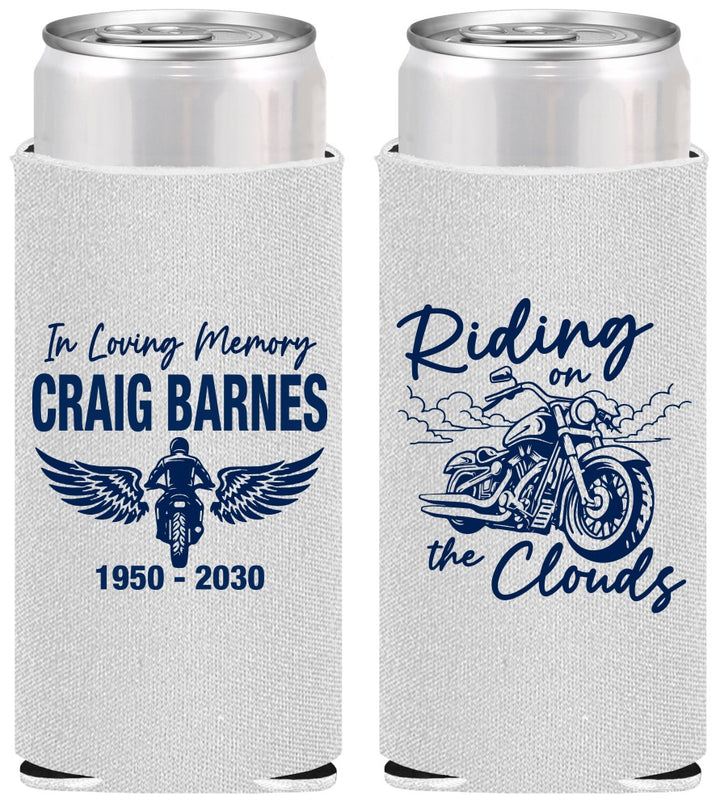 Personalized Memorial Slim Can Coolers - Riding On The Clouds | 310017