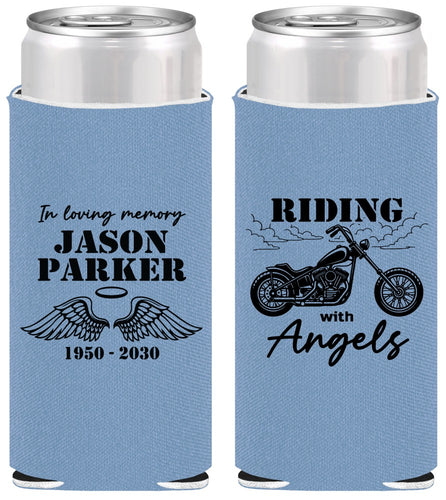 Personalized Memorial Slim Can Coolers - Riding With Angels | 310018