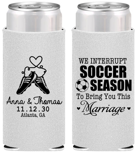 Personalized Wedding Slim Can Coolers - We Interrupt Soccer | 311