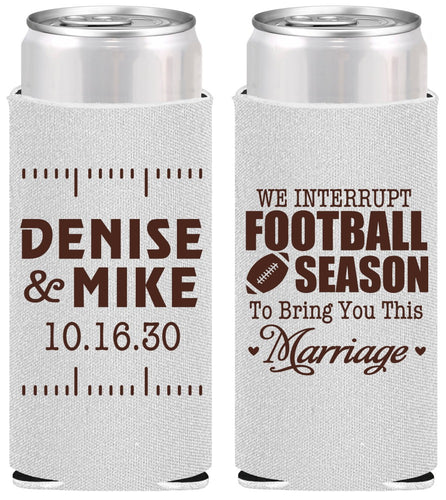 Personalized Wedding Slim Can Coolers - We Interrupt Football | 314