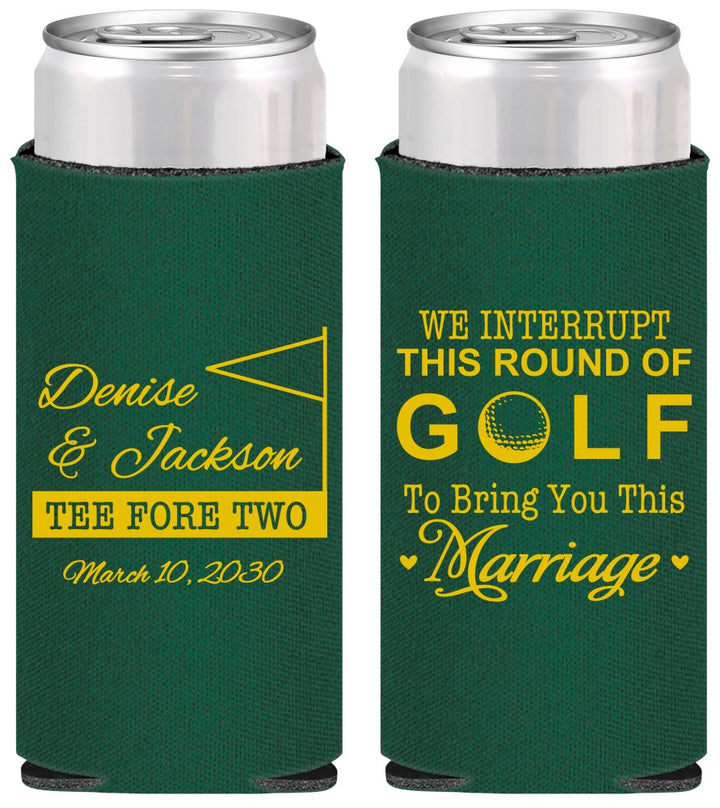 Personalized Wedding Slim Can Coolers - We Interrupt Golf | 315