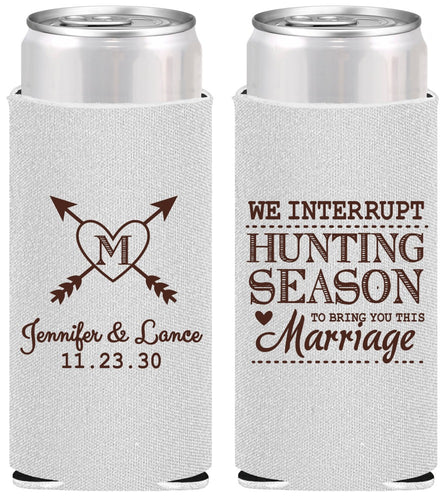 Personalized Wedding Slim Can Coolers - We Interrupt Season | 318