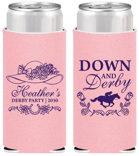 Personalized Derby Day Slim Can Coolers - Down And Derby | 320001