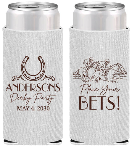 Personalized Derby Day Slim Can Coolers - Place Your Bets | 320003