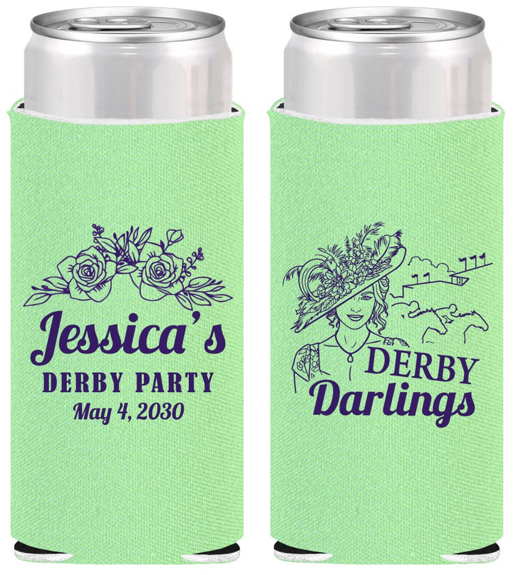 Personalized Derby Day Slim Can Coolers - Derby Darlins | 320004