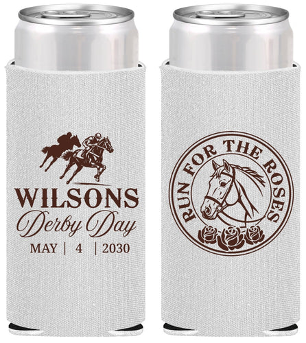 Personalized Derby Day Slim Can Coolers - Run For The Horses | 320006