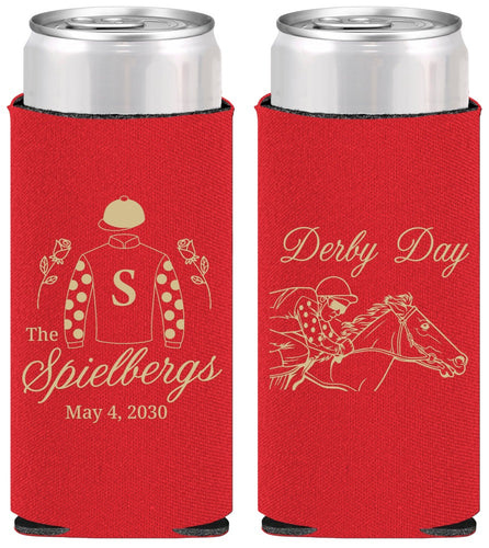 Personalized Derby Day Slim Can Coolers - Horses | 320007