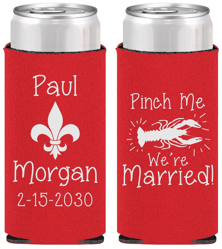 Personalized Wedding Slim Can Coolers - Crawfish Boil | 330