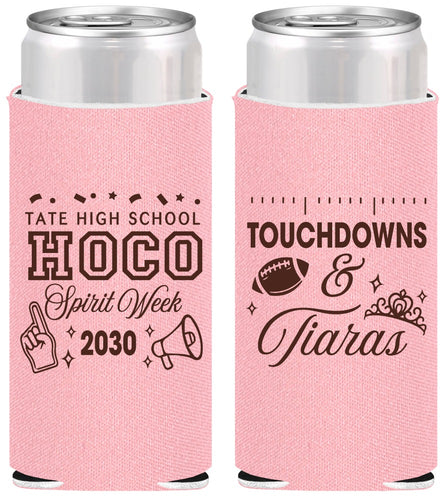 Personalized Homecoming Slim Can Coolers - Touchdowns And Tiaras | 330010