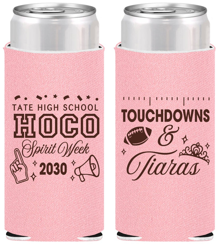 Personalized Homecoming Slim Can Coolers - Touchdowns And Tiaras | 330010