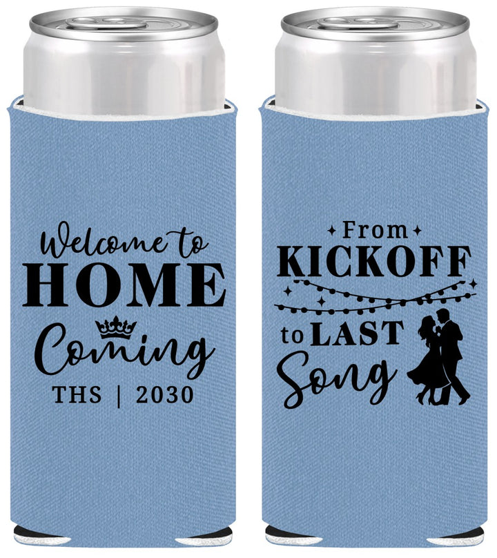 Personalized Homecoming Slim Can Coolers - From Kickoff To Last Song | 330018