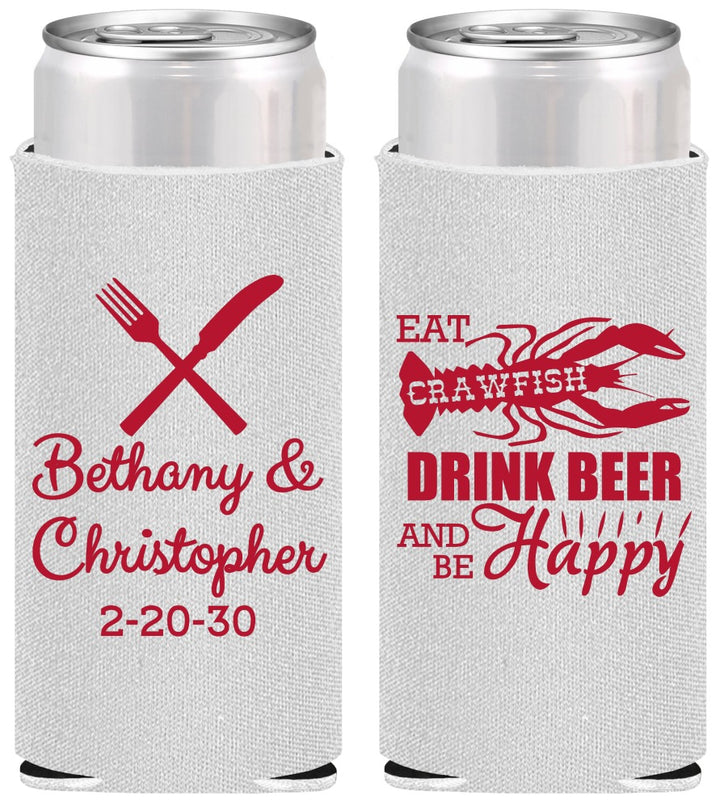 Personalized Wedding Slim Can Coolers - Crawfish Boil | 332