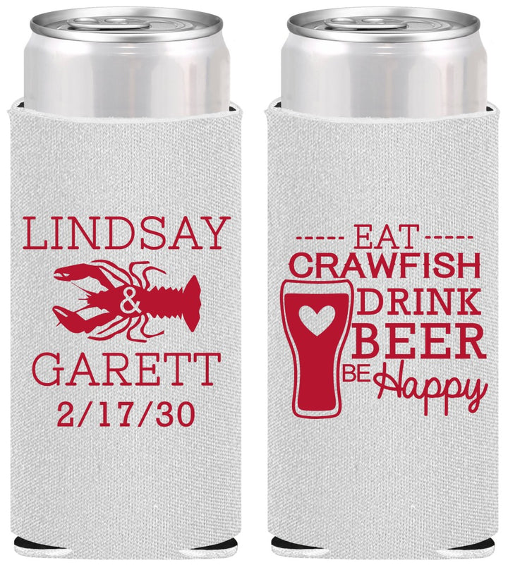 Personalized Wedding Slim Can Coolers - Crawfish Boil | 333