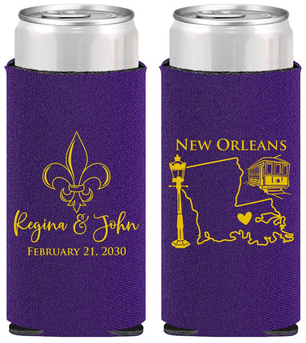 Personalized Wedding Slim Can Coolers - New Orleans | 334