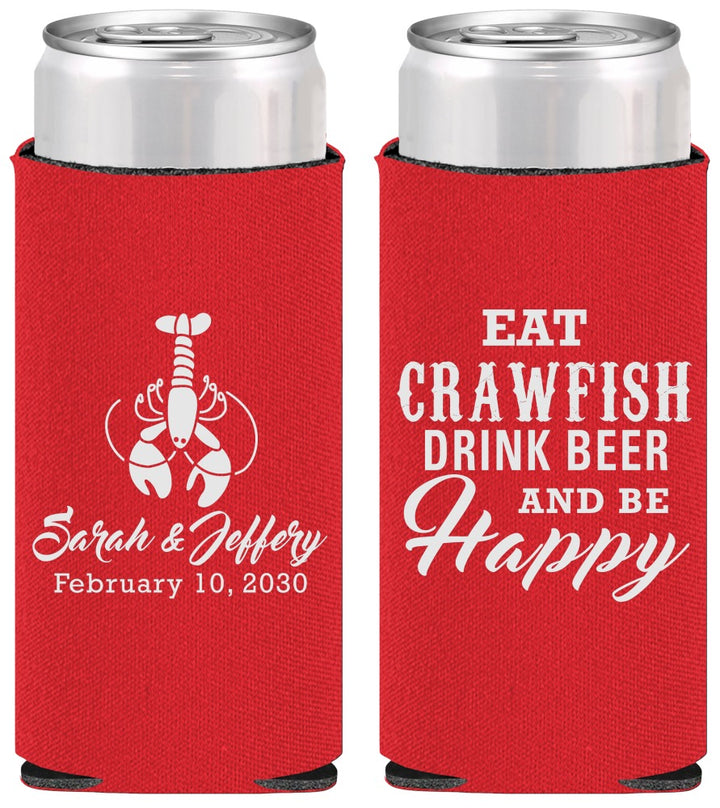 Personalized Wedding Slim Can Coolers - Crawfish Boil | 335