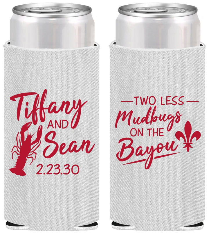 Personalized Wedding Slim Can Coolers - Crawfish Boil Mudbugs | 336