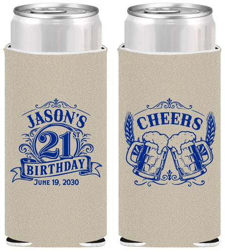 Personalized 21st Birthday Slim Can Coolers - Cheers | 340001