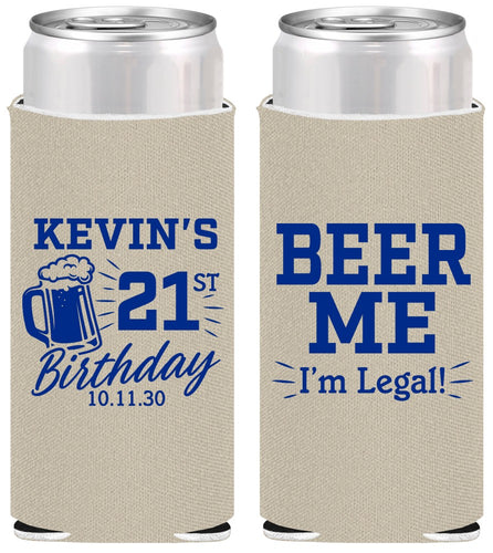 Personalized 21st Birthday Slim Can Coolers - Beer Me I Am Legal | 340014