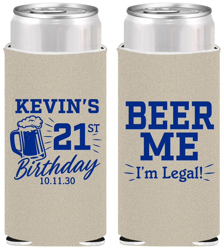 Personalized 21st Birthday Slim Can Coolers - Beer Me I Am Legal | 340014